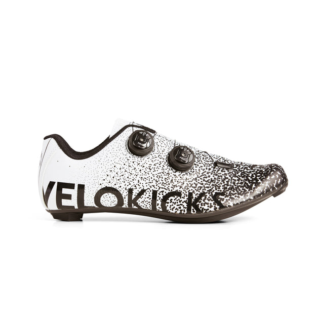 VeloKicks Season 3: (dot) black/white road cycling dial shoes